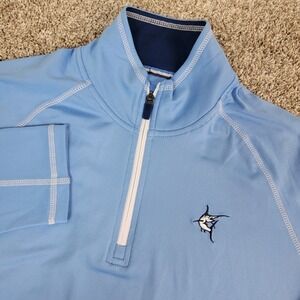 White Water Mens Medium Solid Blue Performance Stretch Quarter Zip